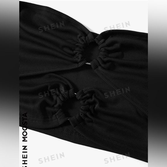 SHEIN MOOSTA O-RING LINKED CUT OUT TUBE TOP BLACK SIZE SMALL - Picture 3 of 8
